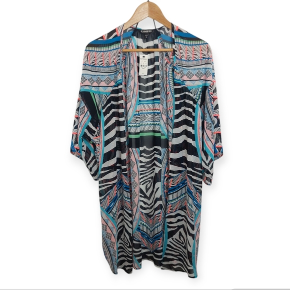 Express Women's Size Medium Kimono Multicolored Coverup NEW - Picture 1 of 8